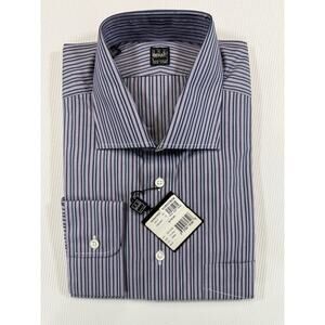 Ike Behar New York 17 34 Lavender Stripe Cotton Dress Shirt NWT Peru